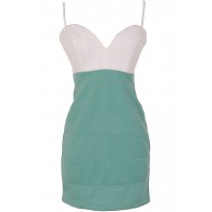 Sage and White Textured Colorblock Dress by Ark and Co